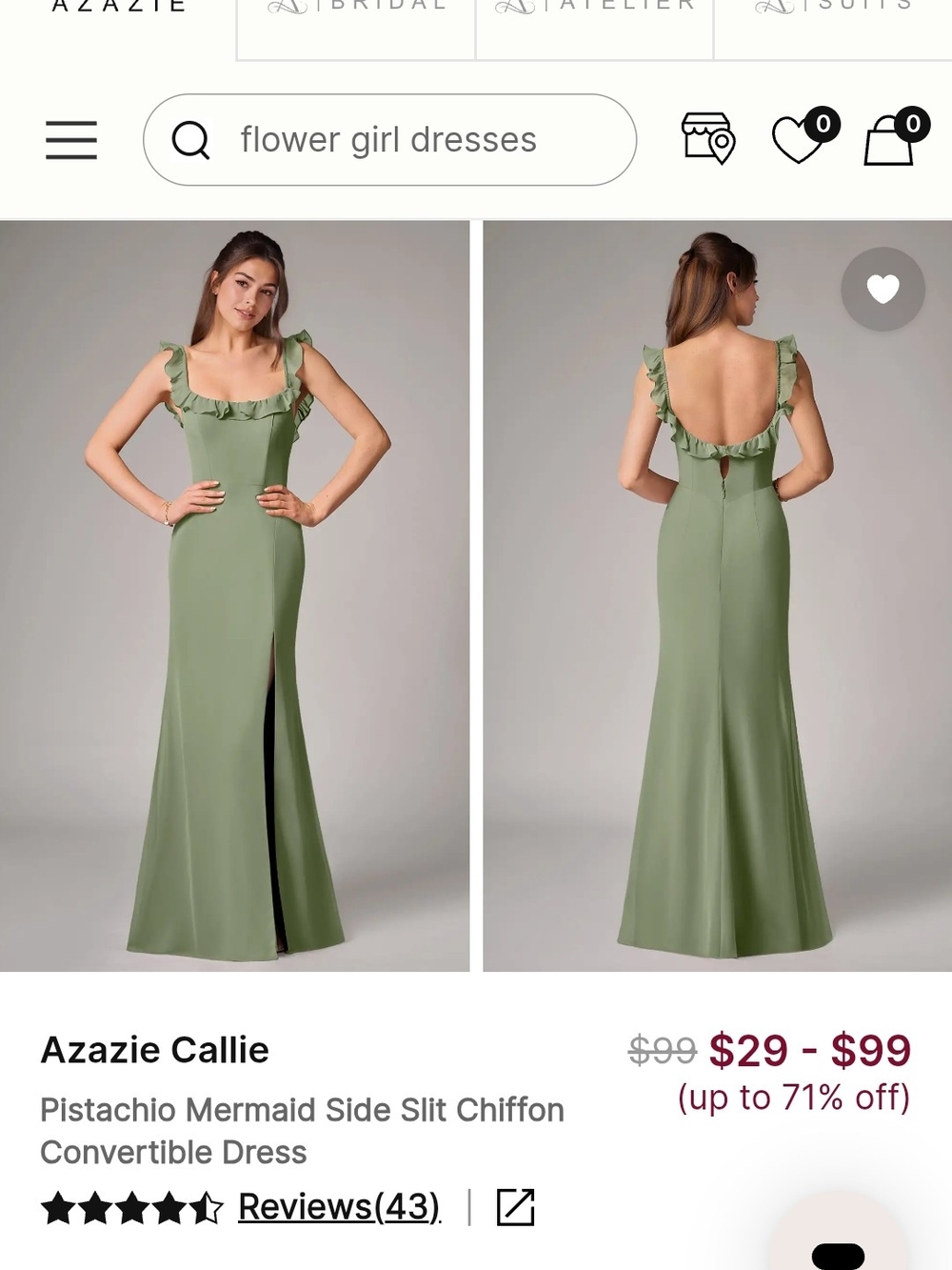 Callie Pistachio Bridesmaids Dress